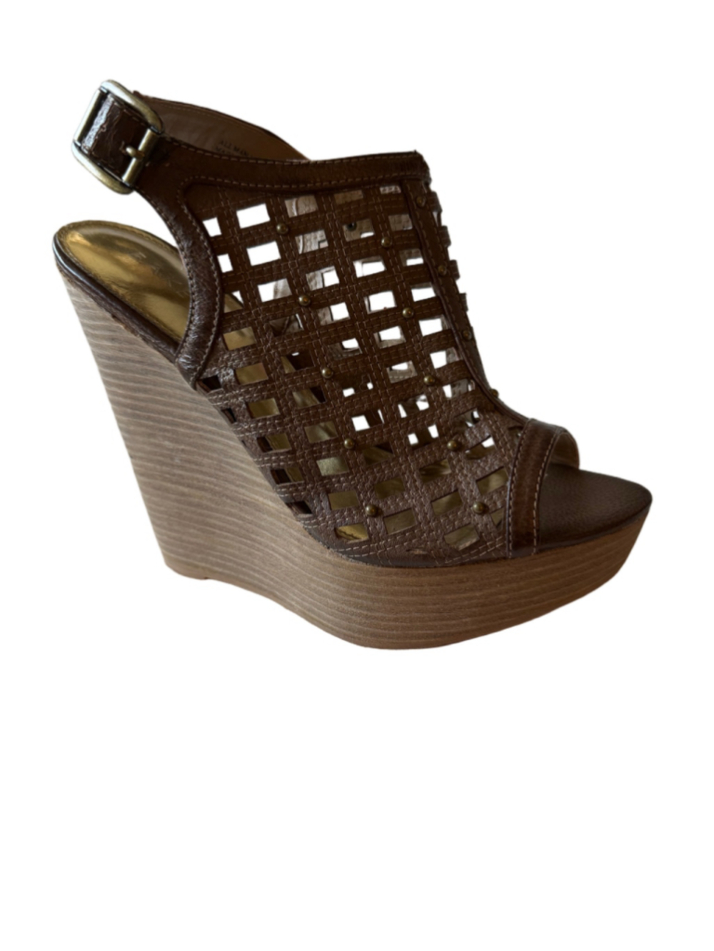 NWOT Women's Bakers Brown Super High platform Wedge lattice Sandals size 7.5